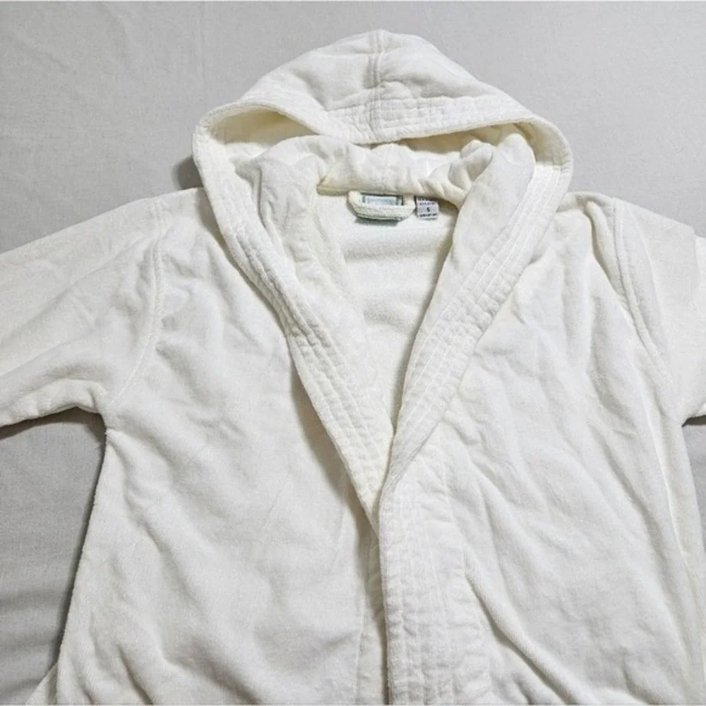 VTG TJ Lawford Women Turkish Towel Spa Bath Robe 100% Cotton Chunky Long Cream S